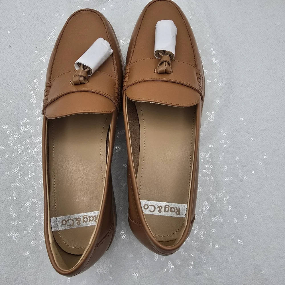 Leather Tassel Tan Loafer Women' 10M Smooth & Soft Leather Classic Rag & Co